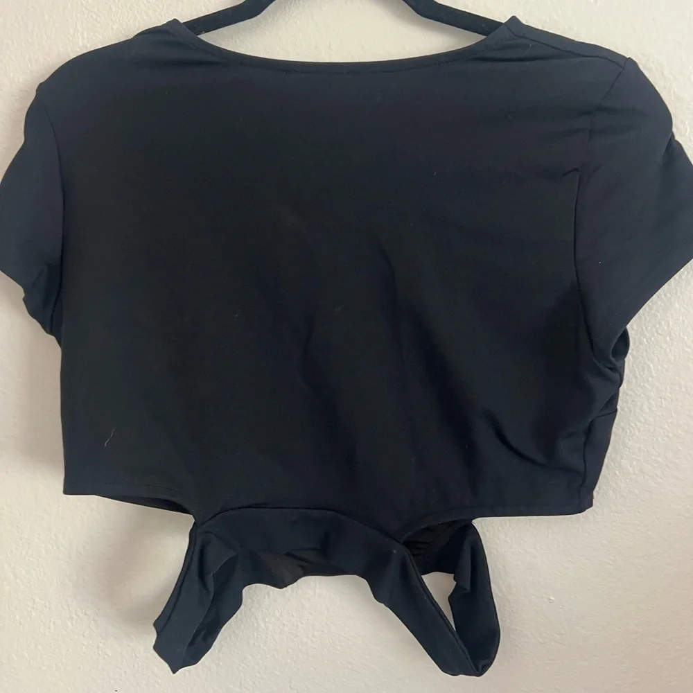 Bebe Black Cut-Out Crop Top - Picture 5 of 5